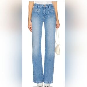 PAIGE Leenah Patch Pocket Wideleg Jeans In Adley Light Blue 29 Revolve Clothing